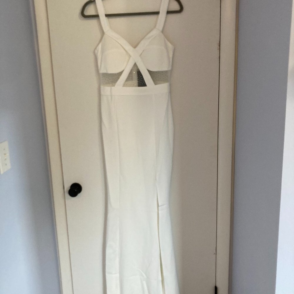 SHEIN Missord Mesh Insert Split Spaghetti Strap Prom Dress M01853